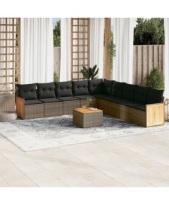 vidaXL 10-cz. zestaw wypoczynkowy do ogrodu, z poduszkami, szary Dārza mēbeļu komplekti