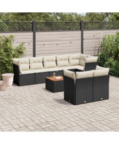 vidaXL 9-cz. zestaw wypoczynkowy do ogrodu, z poduszkami, czarny Dārza mēbeļu komplekti