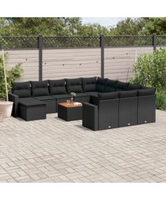 vidaXL 13-cz. zestaw mebli do ogrodu, poduszki, czarny, rattan PE Dārza mēbeļu komplekti