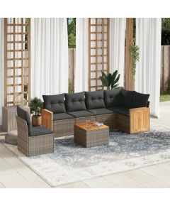 vidaXL 7-cz. zestaw wypoczynkowy do ogrodu, z poduszkami, szary Dārza mēbeļu komplekti