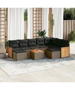 vidaXL 10-cz. zestaw wypoczynkowy do ogrodu, z poduszkami, szary Dārza mēbeļu komplekti