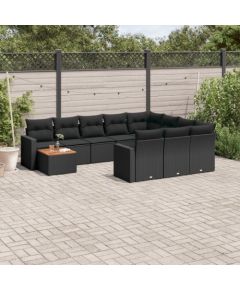 vidaXL 11-cz. zestaw wypoczynkowy do ogrodu, poduszki czarny rattan PE Dārza mēbeļu komplekti
