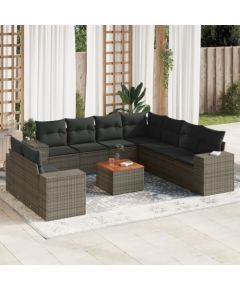 vidaXL 10-cz. zestaw wypoczynkowy do ogrodu, z poduszkami, szary Dārza mēbeļu komplekti