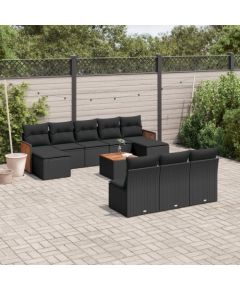 vidaXL 11-cz. zestaw wypoczynkowy do ogrodu, poduszki czarny rattan PE Dārza mēbeļu komplekti