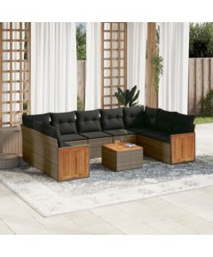 vidaXL 10-cz. zestaw wypoczynkowy do ogrodu, z poduszkami, szary Dārza mēbeļu komplekti