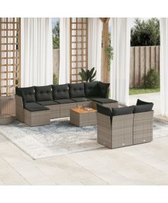 vidaXL 10-cz. zestaw wypoczynkowy do ogrodu, z poduszkami, szary Dārza mēbeļu komplekti