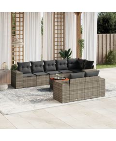 vidaXL 9-cz. zestaw mebli ogrodowych z poduszkami, szary, polirattan Dārza mēbeļu komplekti