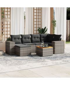 vidaXL 7-cz. zestaw wypoczynkowy do ogrodu, z poduszkami, szary Dārza mēbeļu komplekti