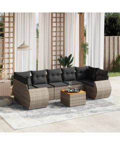 vidaXL 8-cz. zestaw mebli ogrodowych z poduszkami, szary, polirattan Dārza mēbeļu komplekti