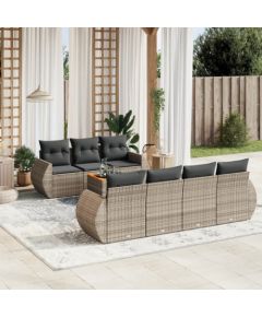 vidaXL 8-cz. zestaw mebli ogrodowych z poduszkami, szary, polirattan Dārza mēbeļu komplekti