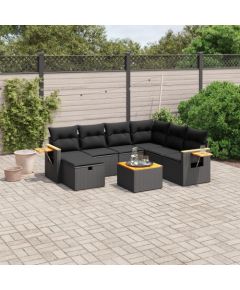 vidaXL 8-cz. zestaw wypoczynkowy do ogrodu, z poduszkami, czarny Dārza mēbeļu komplekti