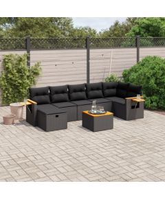 vidaXL 8-cz. zestaw wypoczynkowy do ogrodu, z poduszkami, czarny Dārza mēbeļu komplekti