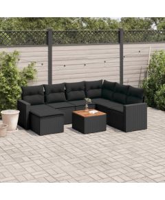 vidaXL 8-cz. zestaw wypoczynkowy do ogrodu, z poduszkami, czarny Dārza mēbeļu komplekti