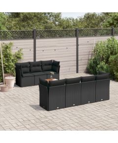 vidaXL 8-cz. zestaw wypoczynkowy do ogrodu, z poduszkami, czarny Dārza mēbeļu komplekti