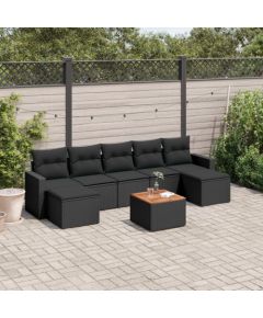 vidaXL 8-cz. zestaw wypoczynkowy do ogrodu, z poduszkami, czarny Dārza mēbeļu komplekti