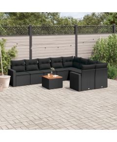 vidaXL 10-cz. zestaw wypoczynkowy do ogrodu, poduszki czarny rattan PE Dārza mēbeļu komplekti