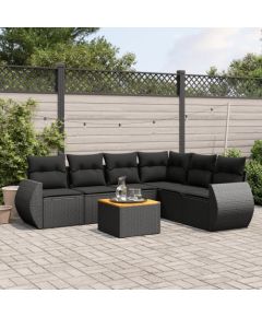 vidaXL 7-cz. zestaw wypoczynkowy do ogrodu, z poduszkami, czarny Dārza mēbeļu komplekti