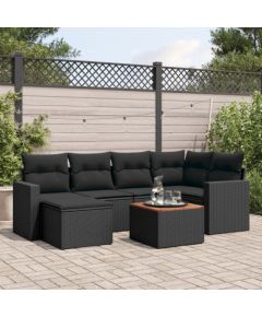 vidaXL 7-cz. zestaw wypoczynkowy do ogrodu, z poduszkami, czarny Dārza mēbeļu komplekti
