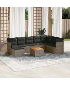 vidaXL 9-cz. zestaw mebli ogrodowych z poduszkami, szary, polirattan Dārza mēbeļu komplekti