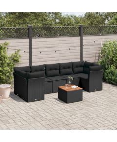 vidaXL 8-cz. zestaw wypoczynkowy do ogrodu, z poduszkami, czarny Dārza mēbeļu komplekti