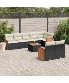 vidaXL 9-cz. zestaw wypoczynkowy do ogrodu, z poduszkami, czarny Dārza mēbeļu komplekti