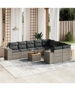 vidaXL 10-cz. zestaw wypoczynkowy do ogrodu, z poduszkami, szary Dārza mēbeļu komplekti