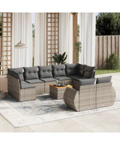 vidaXL 10-cz. zestaw wypoczynkowy do ogrodu, z poduszkami, szary Dārza mēbeļu komplekti