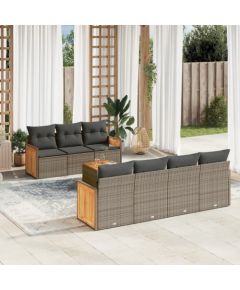 vidaXL 8-cz. zestaw mebli ogrodowych z poduszkami, szary, polirattan Dārza mēbeļu komplekti