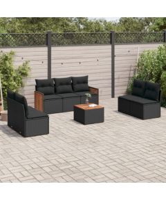 vidaXL 8-cz. zestaw wypoczynkowy do ogrodu, z poduszkami, czarny Dārza mēbeļu komplekti