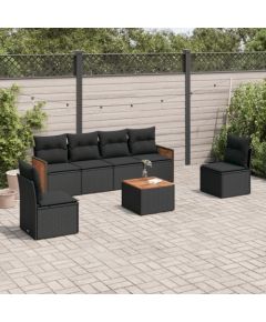 vidaXL 7-cz. zestaw wypoczynkowy do ogrodu, z poduszkami, czarny Dārza mēbeļu komplekti