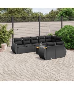 vidaXL 9-cz. zestaw wypoczynkowy do ogrodu, z poduszkami, czarny Dārza mēbeļu komplekti