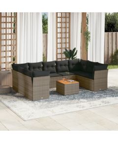 vidaXL 10-cz. zestaw wypoczynkowy do ogrodu, z poduszkami, szary Dārza mēbeļu komplekti