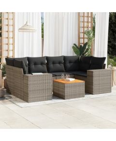 vidaXL 7-cz. zestaw wypoczynkowy do ogrodu, z poduszkami, szary Dārza mēbeļu komplekti