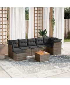 vidaXL 8-cz. zestaw mebli ogrodowych z poduszkami, szary, polirattan Dārza mēbeļu komplekti