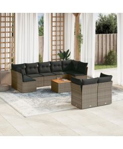 vidaXL 10-cz. zestaw wypoczynkowy do ogrodu, z poduszkami, szary Dārza mēbeļu komplekti