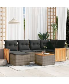 vidaXL 7-cz. zestaw wypoczynkowy do ogrodu, z poduszkami, szary Dārza mēbeļu komplekti