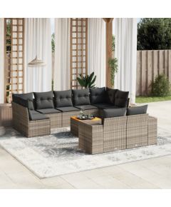 vidaXL 10-cz. zestaw wypoczynkowy do ogrodu, z poduszkami, szary Dārza mēbeļu komplekti