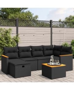 vidaXL 7-cz. zestaw wypoczynkowy do ogrodu, z poduszkami, czarny Dārza mēbeļu komplekti