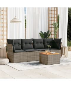 vidaXL 5-cz. zestaw wypoczynkowy do ogrodu, poduszki, szary rattan PE Dārza mēbeļu komplekti