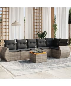 vidaXL 7-cz. zestaw wypoczynkowy do ogrodu, z poduszkami, szary Dārza mēbeļu komplekti