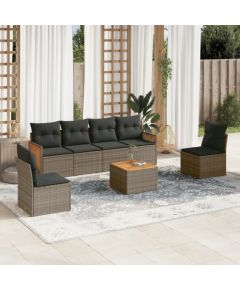 vidaXL 7-cz. zestaw wypoczynkowy do ogrodu, z poduszkami, szary Dārza mēbeļu komplekti