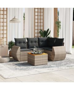 vidaXL 5-cz. zestaw wypoczynkowy do ogrodu, poduszki, szary rattan PE Dārza mēbeļu komplekti