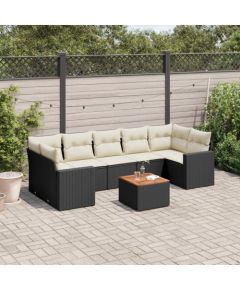 vidaXL 8-cz. zestaw wypoczynkowy do ogrodu, z poduszkami, czarny Dārza mēbeļu komplekti