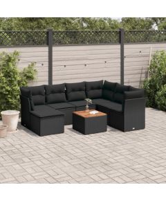 vidaXL 8-cz. zestaw wypoczynkowy do ogrodu, z poduszkami, czarny Dārza mēbeļu komplekti