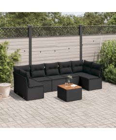 vidaXL 8-cz. zestaw wypoczynkowy do ogrodu, z poduszkami, czarny Dārza mēbeļu komplekti