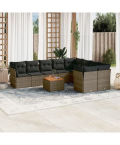 vidaXL 10-cz. zestaw wypoczynkowy do ogrodu, z poduszkami, szary Dārza mēbeļu komplekti