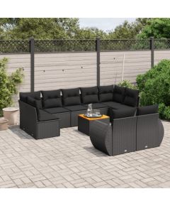 vidaXL 10-cz. zestaw wypoczynkowy do ogrodu, poduszki czarny rattan PE Dārza mēbeļu komplekti