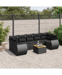 vidaXL 8-cz. zestaw wypoczynkowy do ogrodu, z poduszkami, czarny Dārza mēbeļu komplekti