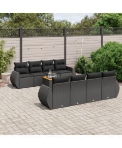 vidaXL 9-cz. zestaw wypoczynkowy do ogrodu, z poduszkami, czarny Dārza mēbeļu komplekti