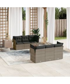 vidaXL 7-cz. zestaw wypoczynkowy do ogrodu, z poduszkami, szary Dārza mēbeļu komplekti